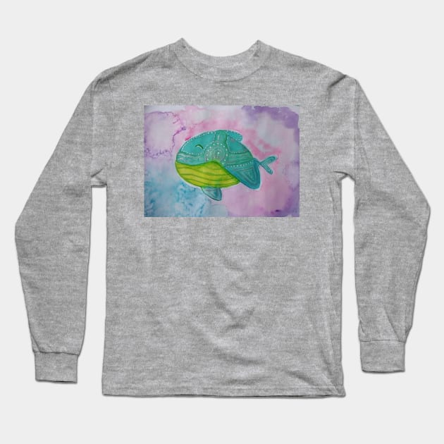 Pastel cutesy whale Long Sleeve T-Shirt by Ivy Moon Creations